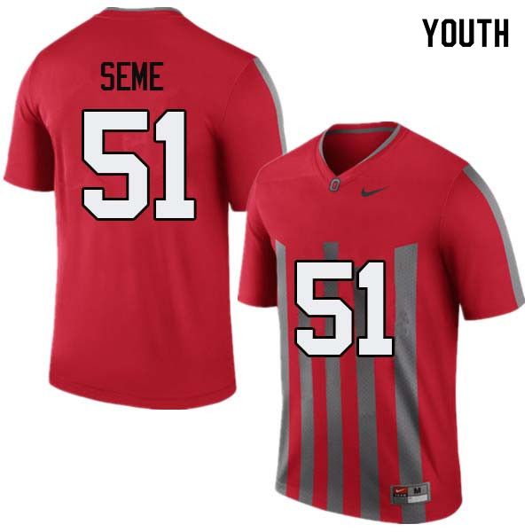 Youth #51 Nick Seme Ohio State Buckeyes College Football Jerseys Sale-Throwback